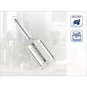 LEIFHEIT Nutmeg Grater Sterling – Manual Twist Grater with Integrated Storage, Fine Stainless Steel Grinding Surface, Silver/Black