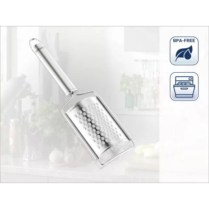 LEIFHEIT Nutmeg Grater Sterling – Manual Twist Grater with Integrated Storage, Fine Stainless Steel Grinding Surface, Silver/Black