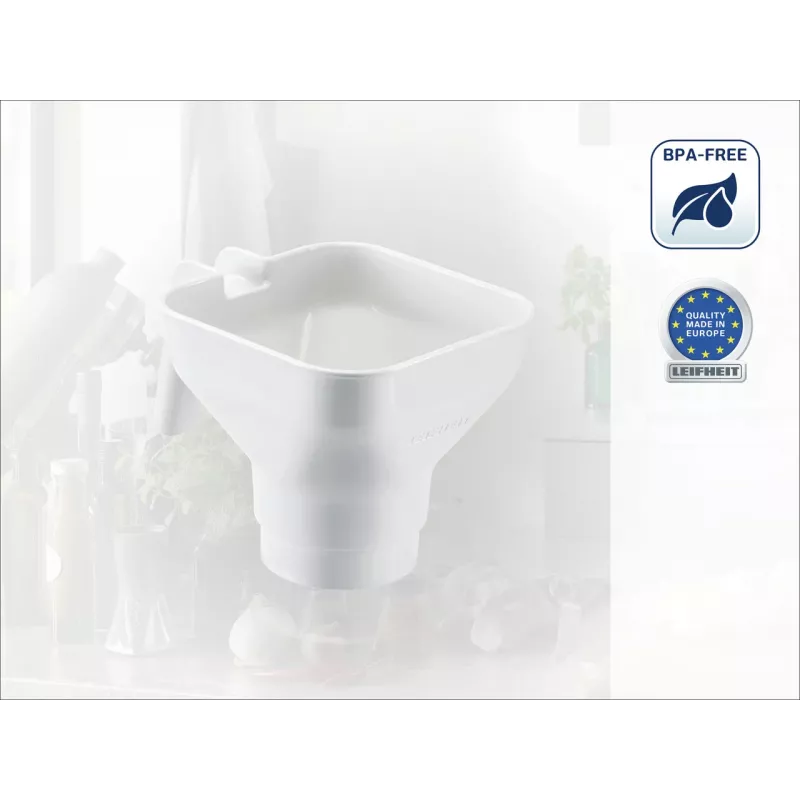 LEIFHEIT Kitchen Funnel with Removable Fine-Mesh Strainer, 19 cm, White/Transparent