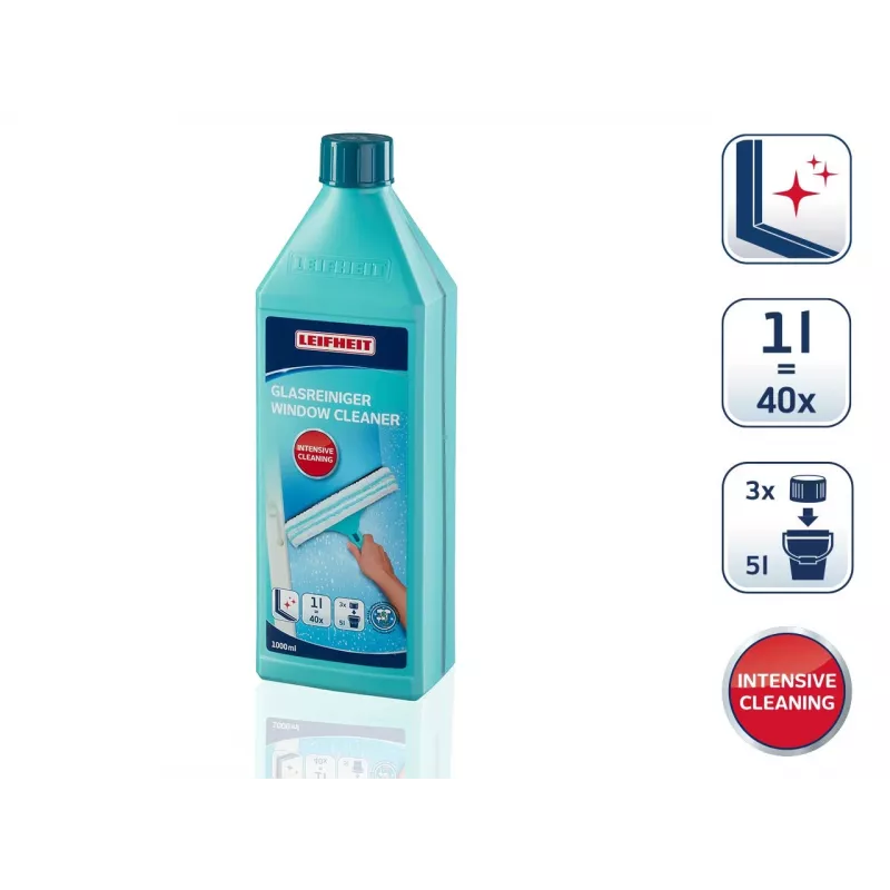 LEIFHEIT Glass and Window Cleaner Concentrate 1L – Streak-Free Formula, Makes 100L