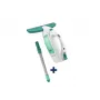 LEIFHEIT Vacuum Window Cleaner Dry&Clean with 43 cm Click System Handle, Electric Window Vacuum, White/Turquoise