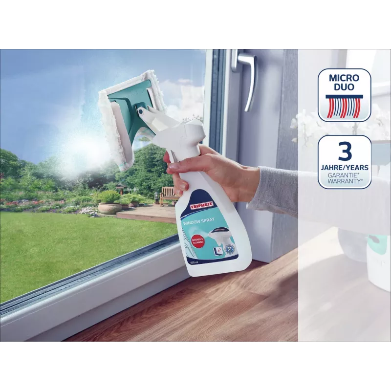 LEIFHEIT Window Cleaner Concentrate with Detergent, 500 ml, Streak-Free Formula for Windows, Mirrors, Glass, Shower Cabins, Tiles, Compatible with Window Vacuums and Manual Cleaning