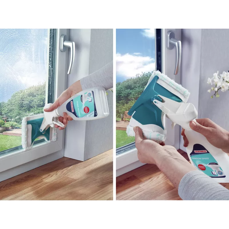LEIFHEIT Window Cleaner Concentrate with Detergent, 500 ml, Streak-Free Formula for Windows, Mirrors, Glass, Shower Cabins, Tiles, Compatible with Window Vacuums and Manual Cleaning