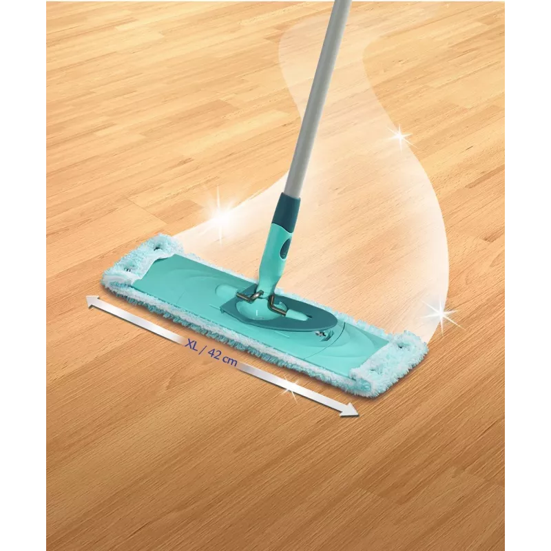 LEIFHEIT Clean Twist XL 42 cm Extra Soft Microfiber Flat Mop Set with Spin Wringer and Telescopic Handle, Green/Turquoise