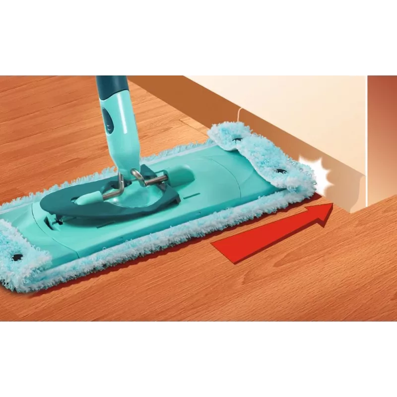 LEIFHEIT Clean Twist XL 42 cm Extra Soft Microfiber Flat Mop Set with Spin Wringer and Telescopic Handle, Green/Turquoise