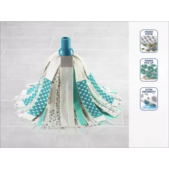 LEIFHEIT 3in1 Power Mop with Clean Twist Spin Technology, Telescopic Handle, 20L Bucket, Microfibre Head, Turquoise/White
