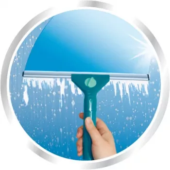LEIFHEIT Classic Window Wiper with Telescopic Handle 100-155 cm, 33 cm Squeegee, Streak-Free Cleaning, Green/White
