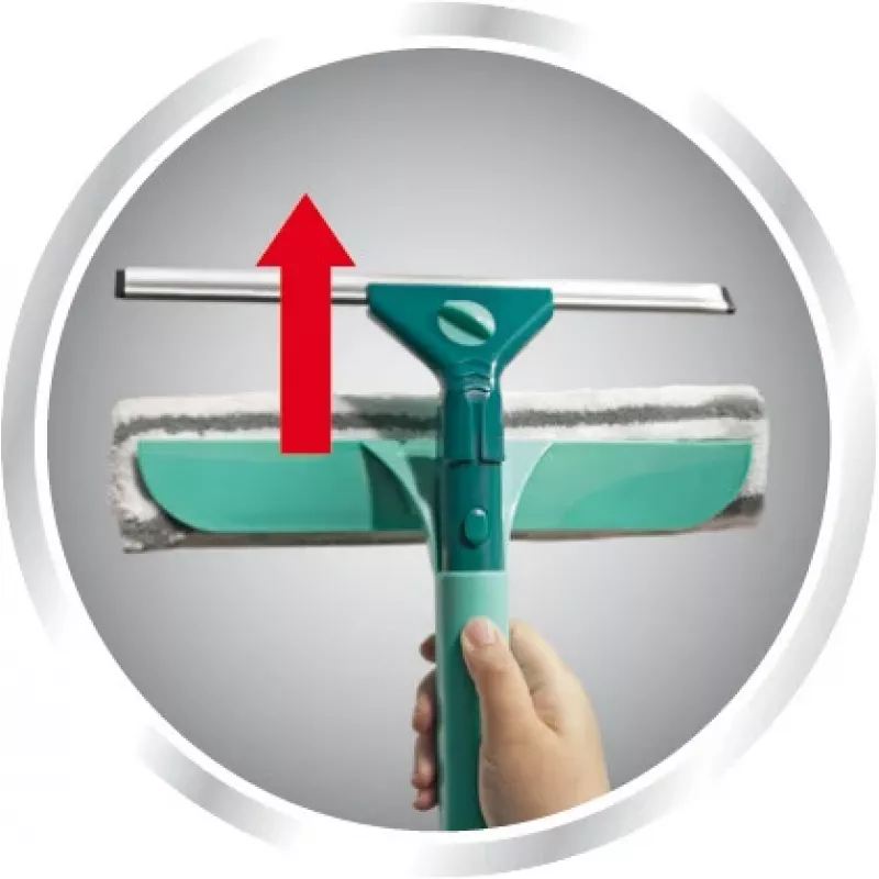 LEIFHEIT Classic Window Wiper with Telescopic Handle 100-155 cm, 33 cm Squeegee, Streak-Free Cleaning, Green/White