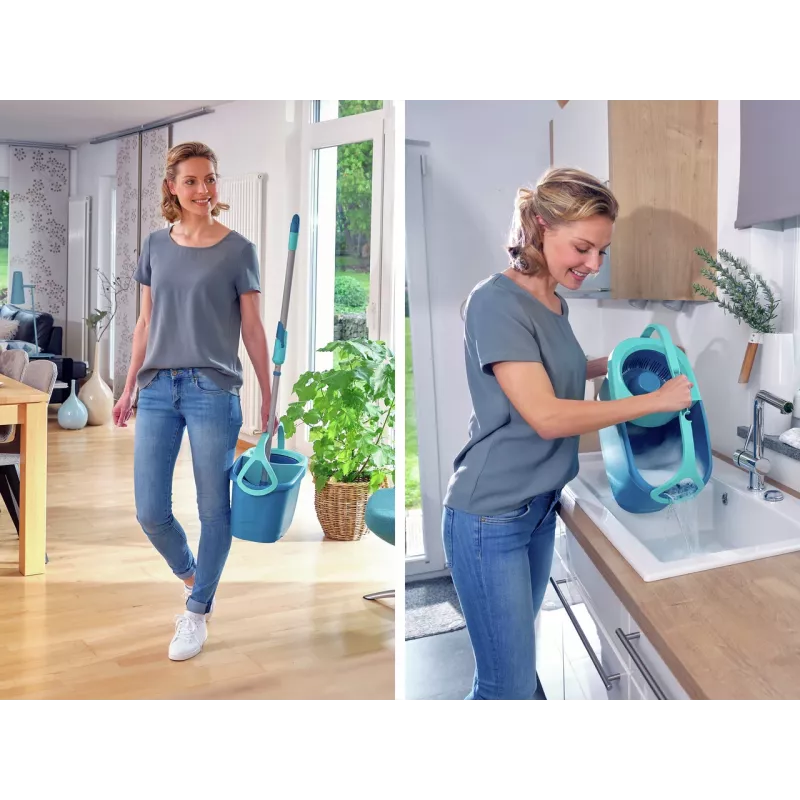 LEIFHEIT Floor Cleaning Set Rotation Disc Mop Ergo with Power Cleaner 1L