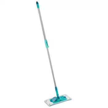 LEIFHEIT PowerClean M Floor Brush with Telescopic Handle, 33 cm, Green/Grey