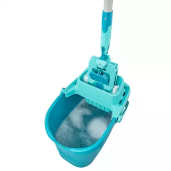 LEIFHEIT Bucket POWER CLEAN 10L, 10 Litre, Green/Grey, Ergonomic Handle, Integrated Spout & Scale