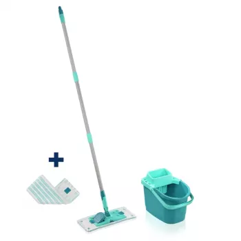 Leifheit Clean Twist M Ergo Floor Cleaning Set with Micro Duo Mop Head, 33 cm, Green/White