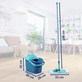 Leifheit Clean Twist M Ergo Floor Cleaning Set with Micro Duo Mop Head, 33 cm, Green/White