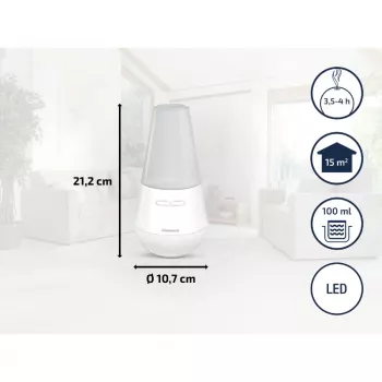 SOEHNLE Air Aromatizator Valencia Ultrasonic Aroma Diffuser, 100 ml Tank, Up to 4h Runtime, White/Silver