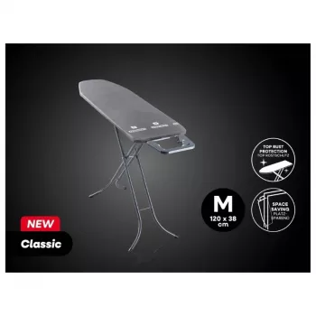 Leifheit Classic M Ironing Board Black 120x38cm with Fixed Iron Rest and Cotton Cover