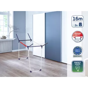 LEIFHEIT Pegasus 160 Solid Slim Tumble Dryer 16m Folding Laundry Drying Rack, Powder-Coated Steel, Indoor/Outdoor, Black