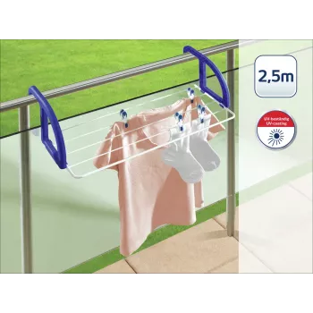 LEIFHEIT Classic Hanging Tumble Dryer 25 | 25 m Drying Length | Floor Standing Winged Airer | Coated Steel & Plastic | White/Blue | Indoor/Outdoor