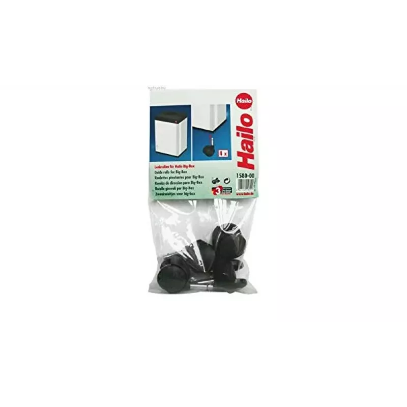 HAILO Set of Wheels for Big-Box Waste Bin (2-Pack, Black, 50 mm, Tool-Free Mounting)