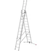 Hailo Master S120 Pro Aluminium Safety Step Stool, 3 Steps, 150 kg Load Capacity, Foldable, with Multi-Function Tray