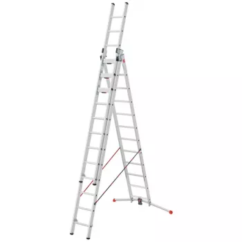 Hailo Master S120 Pro Aluminium Safety Step Stool, 3 Steps, 150 kg Load Capacity, Foldable, with Multi-Function Tray