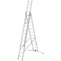Hailo Master S120 Pro Aluminium Safety Step Stool, 3 Steps, 150 kg Load Capacity, Foldable, with Multi-Function Tray