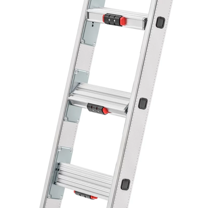 Hailo Master S120 Pro Aluminium Safety Step Stool, 3 Steps, 150 kg Load Capacity, Foldable, with Multi-Function Tray