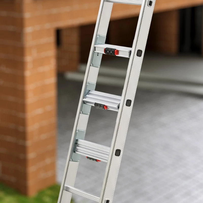 Hailo Master S120 Pro Aluminium Safety Step Stool, 3 Steps, 150 kg Load Capacity, Foldable, with Multi-Function Tray