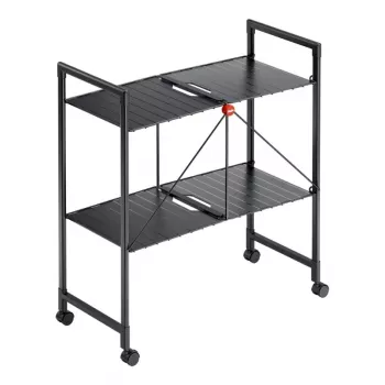 HAILO Folding Shelf Trolley Quickboard, 3 Shelves, Black, 4 Castors, 15 kg Total Load