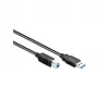GoodConnections USB 3.0 Cable Type-A Male to Type-B Male, 1.8 m, Black, SuperSpeed 5 Gbps, Nickel-Plated Connectors, Double Shielded 2710-S02