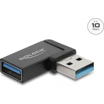 Delock USB 10 Gbps Type-A Male to Female Adapter, Left Angled