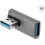 Delock USB 10 Gbps Type-A Male to Type-A Female Right-Angled Adapter, Aluminium Housing