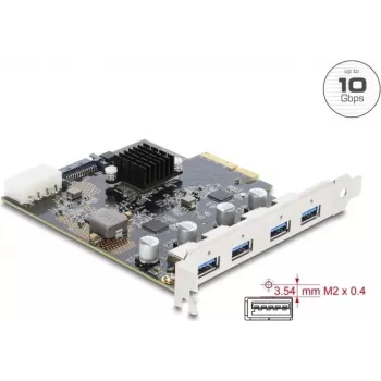 Delock PCI Express x4 Card to 4 x USB 10 Gbps USB Type-A Dual Channel