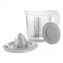KEEEPER Matteo Measuring Jug with Anti-Slip Base and Citrus Squeezer Lid, 1L, Transparent/Gray