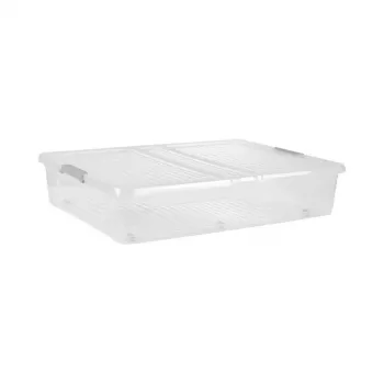 keeeper Leo Underbed Storage Box with Lid and Wheels, 53 L, Transparent, 77 x 58 x 16 cm