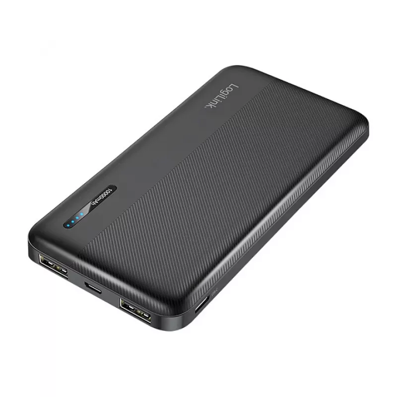 LogiLink PA0338RF 10000 mAh Power Bank with USB-C PD and Quick Charge 3.0, Black