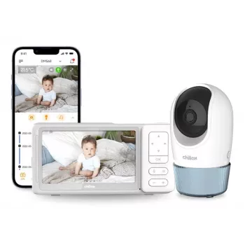 Chillax DM568 Wi-Fi & FHSS Video Baby Monitor with 5 inch Display, Pan-Tilt Camera, Night Vision, Two-Way Talk, Temperature Sensor, Lullabies, and Hubble App