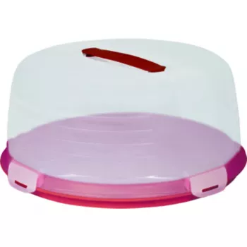 CURVER Round Cake Transport Box Ø34.7x15.6cm Red with Transparent Lid