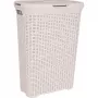 CURVER Style 40L Laundry Hamper with Rattan Effect, Cream, 44.8 x 26.5 x 61.5 cm