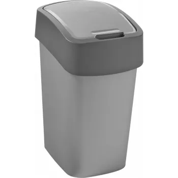 CURVER Flip Bin 9L Waste Bucket Silver/Grey