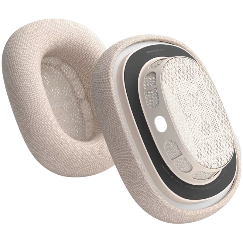 VONMÄHLEN Air Cushions for AirPods Max, Champagne - Premium Protein Leather & Memory Foam Replacement Ear Cushions