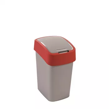 CURVER Flip Bin 25L Waste Bucket Silver/Red