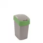 CURVER Flip Bin 25L Waste Bin Silver/Green Rectangular Plastic with Flip Lid for Kitchen Office Bathroom