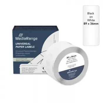 MediaRange Multi-Purpose Labels for Dymo 99013/S0722410, 89 x 36 mm, 260 Labels, Permanent Adhesive, Black on Clear (MRDY99013)