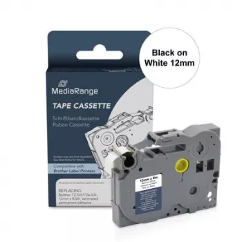 MediaRange Compatible Brother TZ-FX231/TZe-FX231 Flexible ID Label Tape Cassette 12mm 8m Black on White