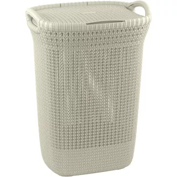 Curver Knit 57L Laundry Hamper with Lid, White