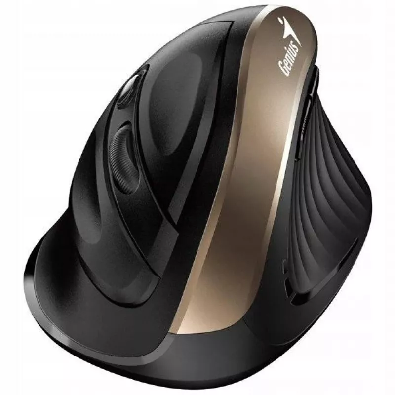 UNITEK Genius Ergo 8250S Wireless Ergonomic Mouse Black-Gold 1600DPI
