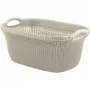 CURVER Knit 40L Laundry Basket with Lid and Integrated Handles, White, 59.5 x 38.5 x 27 cm