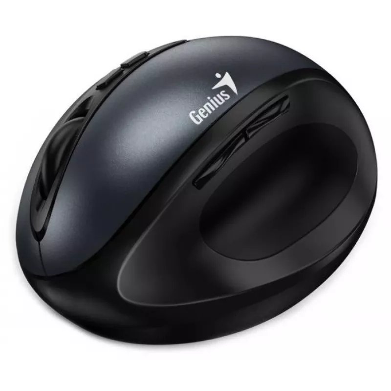 UNITEK Genius Ergo 8300S Wireless Ergonomic Mouse, 1600 DPI, Black/Grey