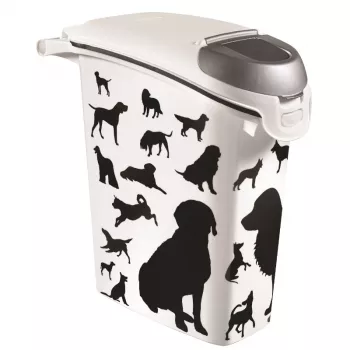 Curver Petlife Dog Food Storage Container 23L Black with Paw Print Design