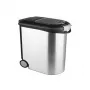 CURVER Pet Life 35L Airtight Pet Food Storage Container with Wheels, Silver, Holds 12kg Dry Food, BPA-Free Plastic